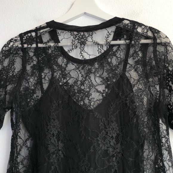 Joe’s Jean Black Floral Lace Layered Cami Short Sleeve Blouse Top Size XS - Picture 5 of 9